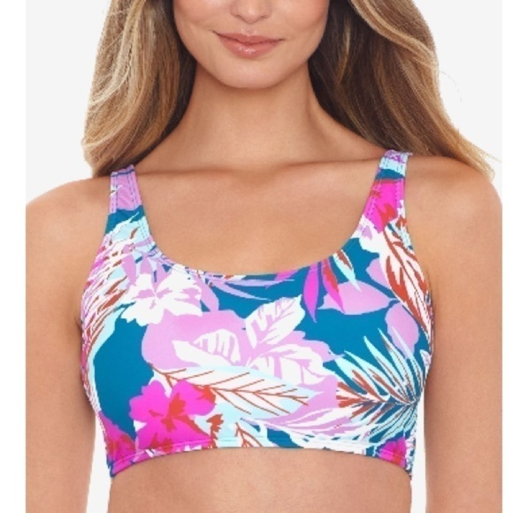 SALT + COVE Juniors' Bop to the Trop Printed Bikini Top, multi swimsuit size XS - Picture 2 of 7
